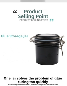Black airtight lash glue storage container with metal buckle and activated carbon seal