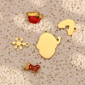 5-piece set of gold and red 18K gold-plated Christmas pendants with Santa and snowflakes