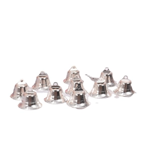 Pack of small silver metal bells for DIY Christmas tree hanging decorations and crafts