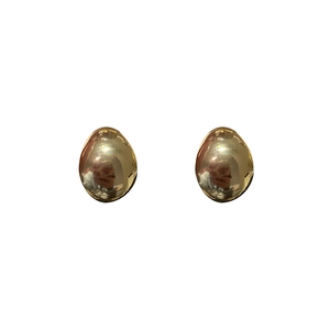 Minimalist gold teardrop stud earrings with polished metallic finish for women