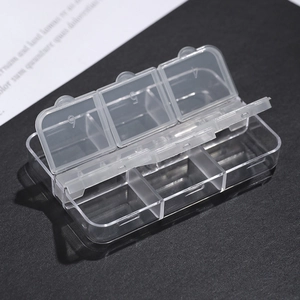 Transparente 6-Fach Kunststoff-Aufbewahrungsbox mit nummerierten Deckeln für Nailart-Deko
