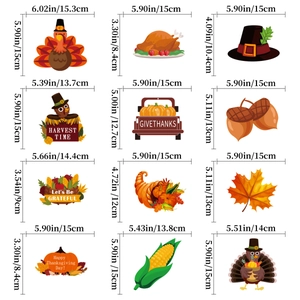Set of 12 Thanksgiving spiral hanging decors with turkey pumpkin and maple leaf patterns