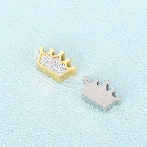Golden and silver crown pendant charms with sparkling crystals for jewelry making