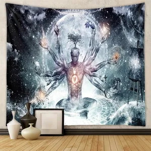 Polyester Meditation Mandala Tapestry Bohemian Wall Hanging Chakra Galaxy Spiritual Art Home Decor