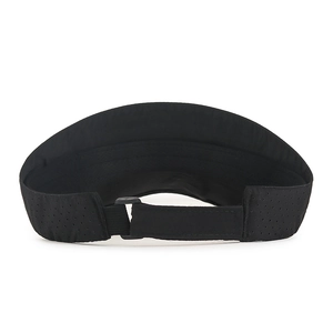 Adjustable black visor cap with breathable mesh fabric and elastic strap for sports