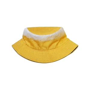 Cappello alla pescatora giallo con motivo schiuma di birra per festival e outdoor