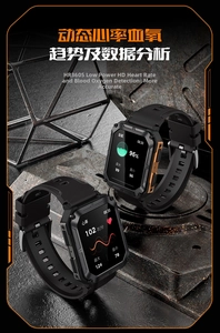 Rugged outdoor smartwatch detail showing heart rate and blood oxygen monitoring screens