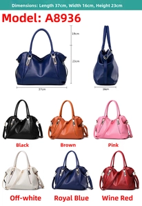 Detailed view of large capacity litchi pattern handbags in multiple color options