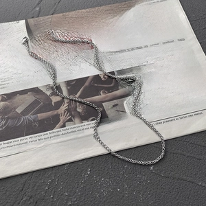Silver dragon bone chain necklace for men in stainless steel displayed on a newspaper