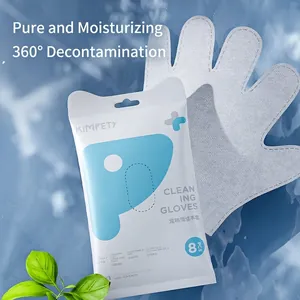 Pet Cleaning Gloves Waterless Disposable Non-Woven Fabric Deodorizing Thickened For Cats Dogs Lavender Scented Grooming