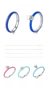 Detailed size chart of S925 sterling silver colorful enamel rings with stone settings