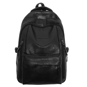 Zaino minimalista in pelle PU nera per studenti con design a grande capacità spazioso
