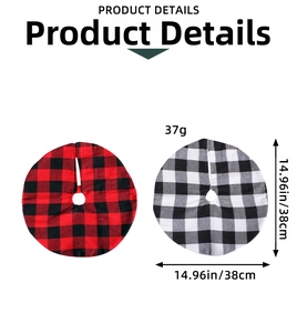 Classic checkered Christmas tree skirt set in red and black plaid with 38cm diameter