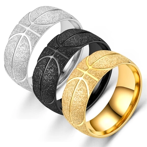 Anillo De Acero Inoxidable Mate Con Textura De Baloncesto Para Hombre Anillo Deportivo De Moda Regalo Para Fans