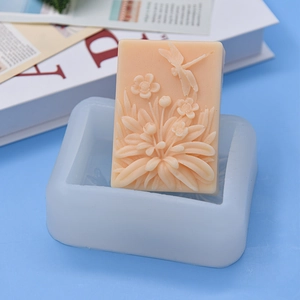 Silicone mold for DIY baking and soap featuring 3D dragonfly and flower relief patterns