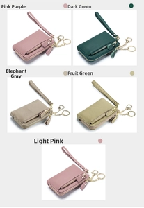 Litchi texture leather wallets with wrist straps in five different colors overview