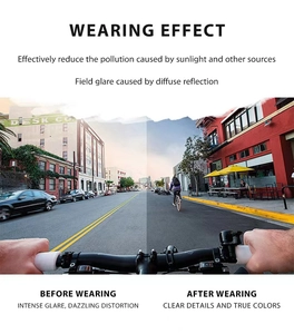 POV shot showing polarized lens effect with glare reduction and color restoration features