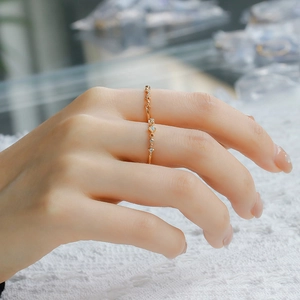Luxury S925 silver 14K gold plated opal ring set with wave band on white lace background