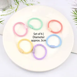 Set of 6 colorful high-elastic children hair ties with 3cm diameter for fine hair