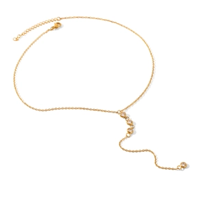 Collier en acier inoxydable plaqué or 18 carats avec cinq pierres de zircone cubique