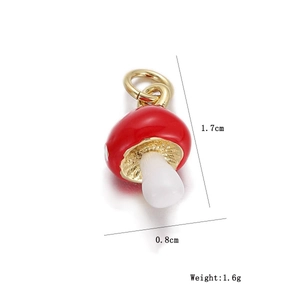 Detailed view of mushroom charm with 1.7cm height and 0.8cm width specifications