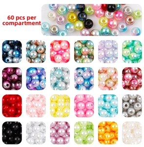 Detailed view of 24-color 6mm pearl beads set in 60pcs per slot for DIY jewelry making