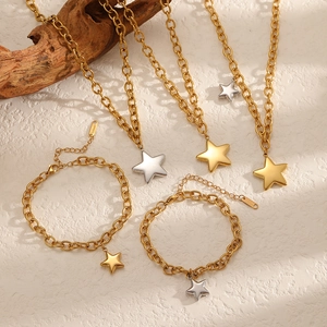 Collana E Bracciale Con Stella In Acciaio Inossidabile Ciondolo A Stella A Cinque Punte Lucidato Gioielli Di Moda Stile Ins Per Donna