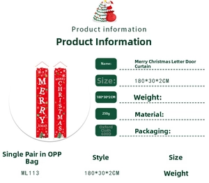 Detail of Merry Christmas door banners made of 600D Oxford cloth with size specifications