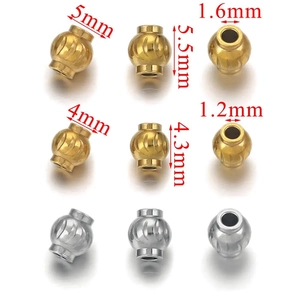 Golden and silver stainless steel spacer beads in various sizes for DIY jewelry making