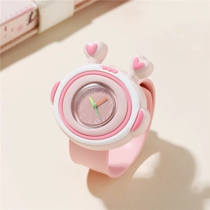 Children Slap Watch Cartoon Heart Flower Shape Analog Quartz Silicone Strap Casual Time Teacher Gift For Kids