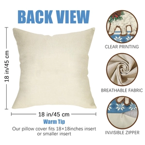 Christmas bear pillow cover 18x18 inch featuring breathable fabric and hidden zipper