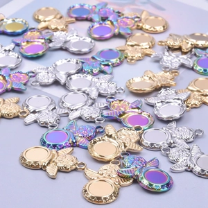 Base de colgante ángel en tres colores para creación de joyas DIY oro plata y arcoíris