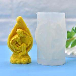 Angel family feather sculpture silicone mold for DIY candles and resin craft making