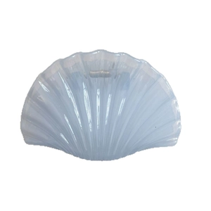 Translucent light blue shell hair claw clip with dolphin nautical design for women