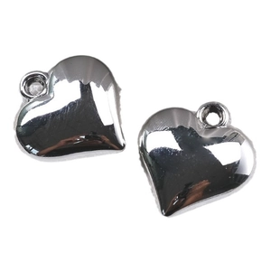 Silver plated acrylic heart pendants with smooth metallic finish for DIY jewelry crafts