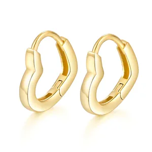 Heart Hoop Earrings 925 Sterling Silver Small Huggie Dainty Minimalist Geometric Polished Jewelry For Women Simple Elegant