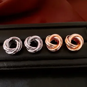 Boucles D Oreilles Minimalistes Noeud Spirale Géométrique Avec Tige De Boucle D Oreille En Argent Sterling 925 Bijoux Mode
