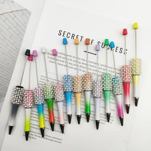 Set of 13 creative beaded ballpoint pens with gradient barrels and pearl accents