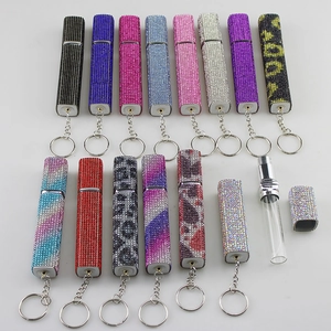 Rhinestone Refillable Perfume Spray Bottle Portable Empty Travel Container With Keychain Sparkling Alloy Ornament Women