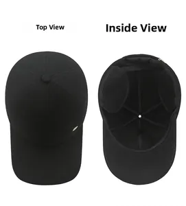 Detailed top and inner view of winter baseball cap with earmuffs and metal emblem