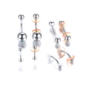 Kit de bijoux de piercing polis avec disques en silicone transparents et chair