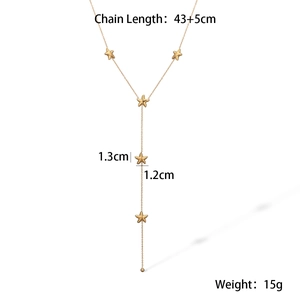 Detailed technical drawing of star pendant necklace with dimensions 43+5cm and 15g weight