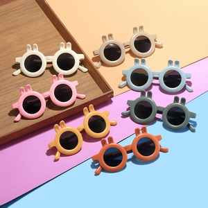 Kids Sunglasses Rabbit Ear Round Frame Plastic Resin Lenses Cartoon UV Protection Eyeglasses For Party Photography