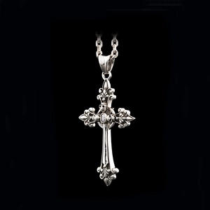 Exquisite 925 sterling silver cross pendant necklace with skull and gemstone accents