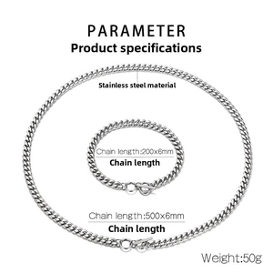 Detailed parameter display for stainless steel curb chain set with toggle clasp