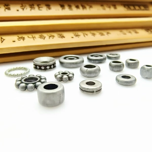 Retro silver metal spacer beads in various shapes for DIY Buddhist jewelry making