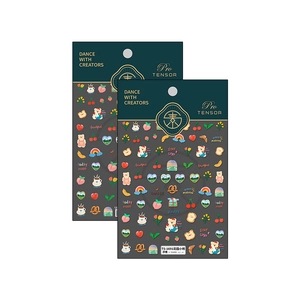 3D embossed bear and garden floral nail art stickers with ultra-thin adhesive backing
