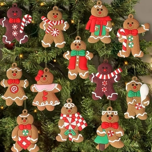 Lot de 11 suspensions bonhomme de pain d'épices classiques pour décoration de sapin Noël