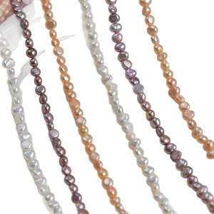 Natural 4-5mm freshwater baroque pearls in white pink and purple for DIY jewelry making
