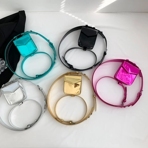 Mini Square Waist Bag And Leg Strap Glossy PU Leather Metallic Finish Streetwear Punk Style Women Fashion Accessory